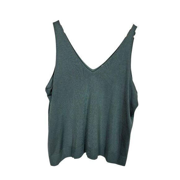 NWT Athleta Daydream Sweater Sleep Tank Women's 1X Green Blue V Neck Wool Blend - Picture 3 of 7